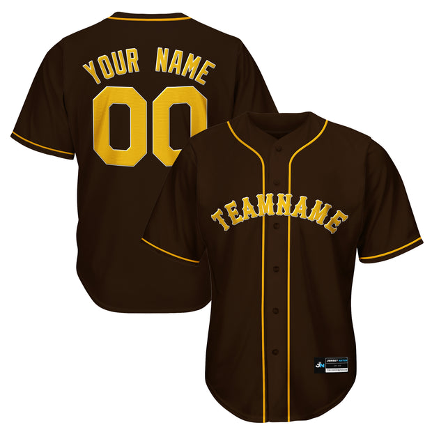Brown-Yellow Custom Baseball Jersey