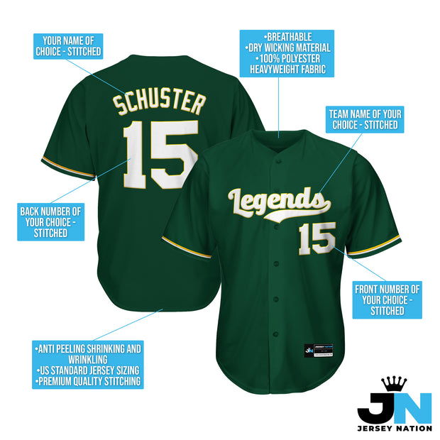 Green White-Yellow Custom Baseball Jersey