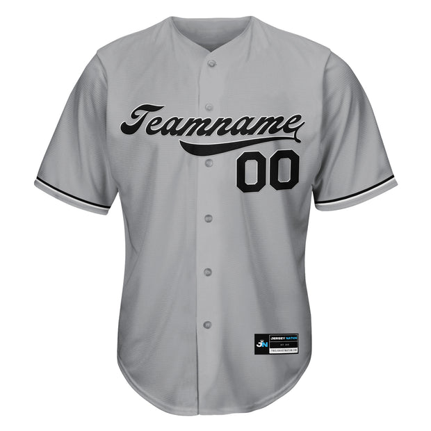 Grey-Black Custom Baseball Jersey