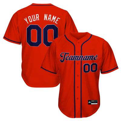 Red-Navy Blue Custom Baseball Jersey