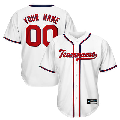 White-Red Custom Baseball Jersey