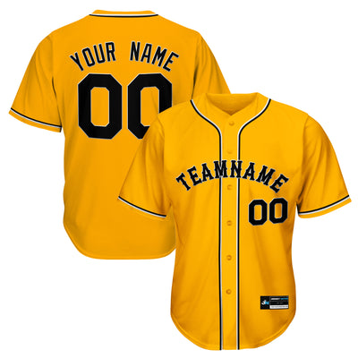 Yellow-Black Custom Baseball Jersey